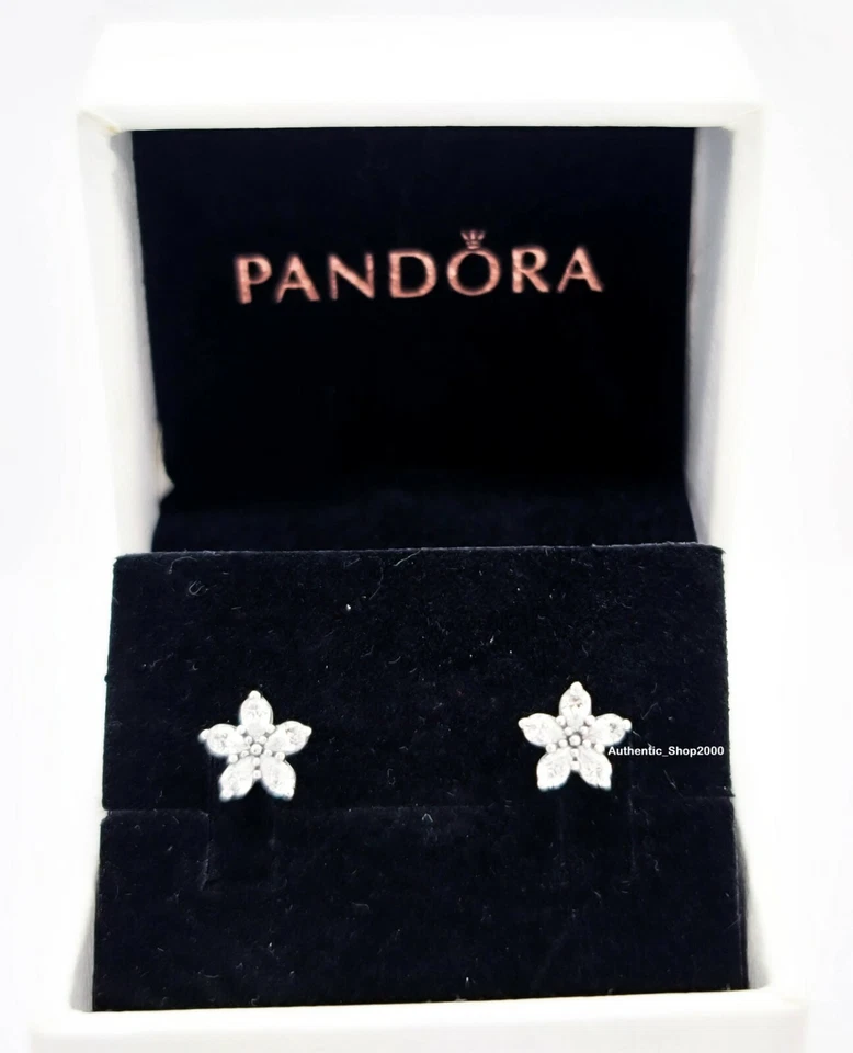 Nuevos Auténticos Pendientes PANDORA 925 Plata Brillante Copo de Nieve 299239C01 Foto 4 de 4