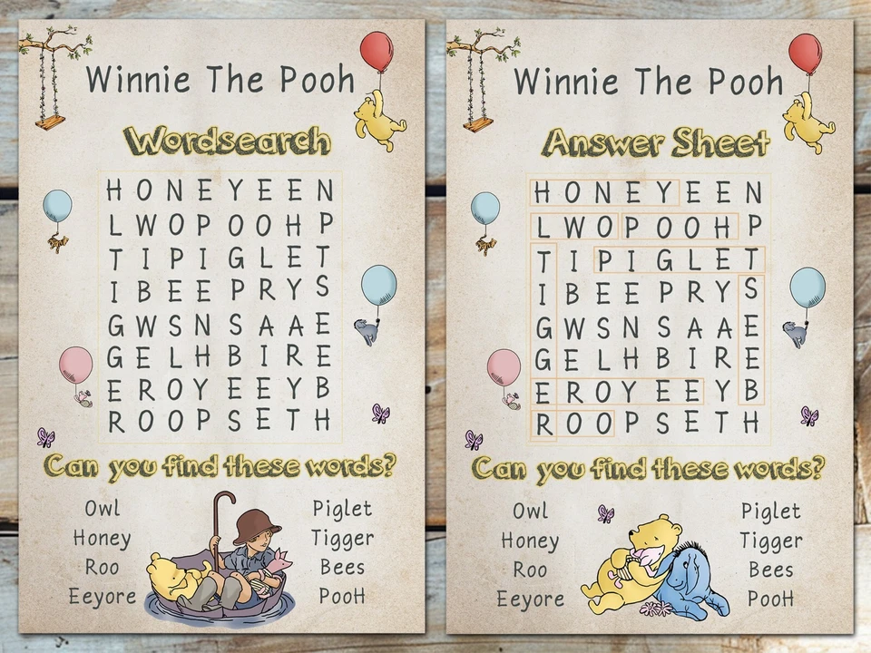 Set of 10 Winnie The Pooh Wordsearch & 1 Answer Sheet - Image 2 of 2