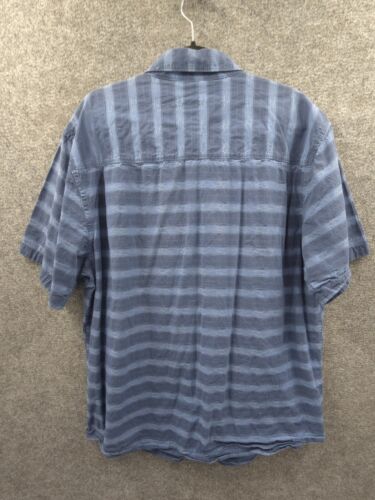 Fundamental Coast Shirt Mens 2XL Short Sleeve Button Up Blue Striped Cotton - Picture 2 of 14