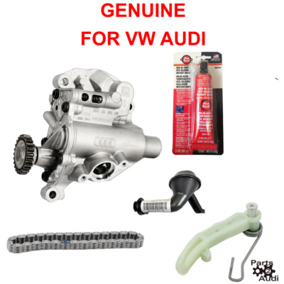 VW OE Engine Oil Pump w Sealer,Chain,Tensioner,Pick up Tube Audi VW 1.8L Gen3