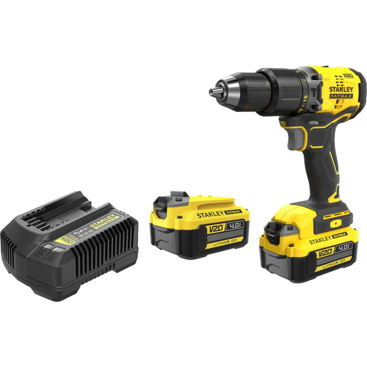 Combi Drill Set Cordless 18V 2x Battery Brushless Electric Stanley FatMax V20 UK