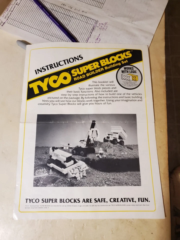 TYCO Super (lego blocks) BullDozer Vintage Custom Set from 1980s - Road Builder - Image 2 of 4