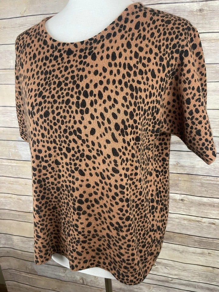 Винтажный свитер Moda Spiegel XL из овечьей шерсти ангора кроличья шерсть животное гепард - Изображение 3 из 4
