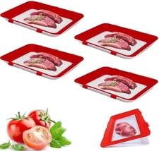 4-PK Skinny Stacks Food Storage Refrigerator Trays Meal Prep Reusable Container