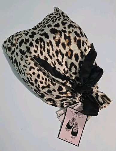 Zapatilla Victoria's Secret Pequeña (5-6) Signature Satén con Bolso Estampado Leopardo Nueva con Etiquetas - Imagen 2 de 3