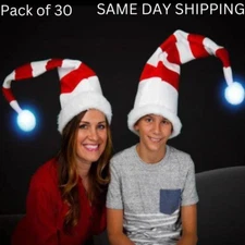 LED Light Up Santa Claus Christmas Hats - Pack of  30