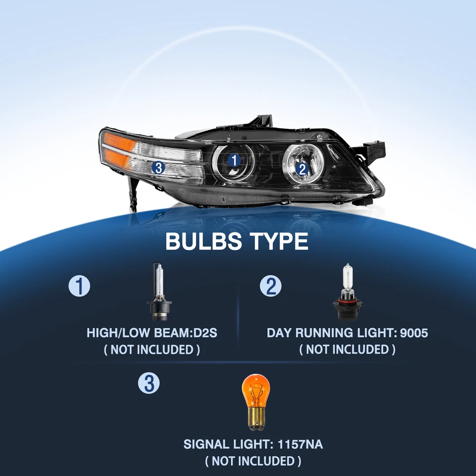 For 2004-2008 Acura TL Type-S Model HID Xenon Headlights Assembly Pair 04-08 - Image 4 of 4