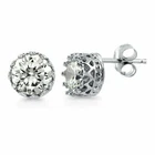6.5 Mm Round Vvs1 Mens/Ladies Real Moissanite Stud Earrings Sterling Silver