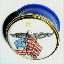 HALCYON DAYS ENAMEL BOX - UNITED STATES FLAG & EAGLE - DEMOCRATIC CONVENTION
