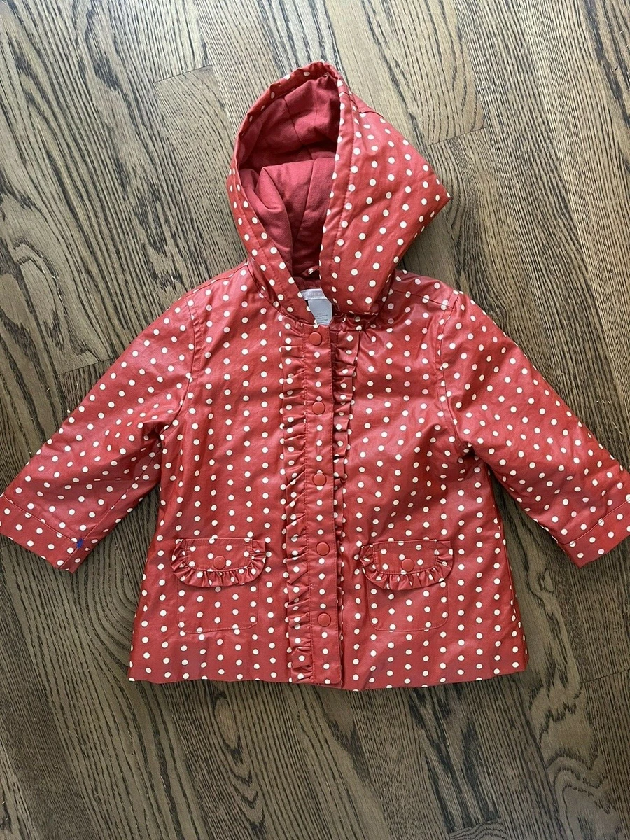 Janie Jack Girls Red White Polka dotted Raincoat with Hood Size
