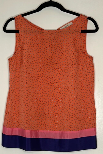 Ann Taylor LOFT Damenbluse lachsweiß Punkte ärmellos Größe XS neu ohne Etikett