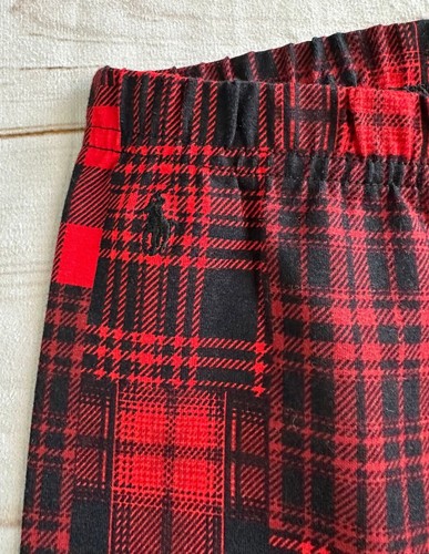 Polo Ralph Lauren Little Girls Leggings Red Multi 4/4T Patchwork Plaid Jersey - Picture 2 of 5