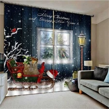 2Panels Christmas Window Curtains Drapes 3D Digital Printing Bedroom Decor Gifts
