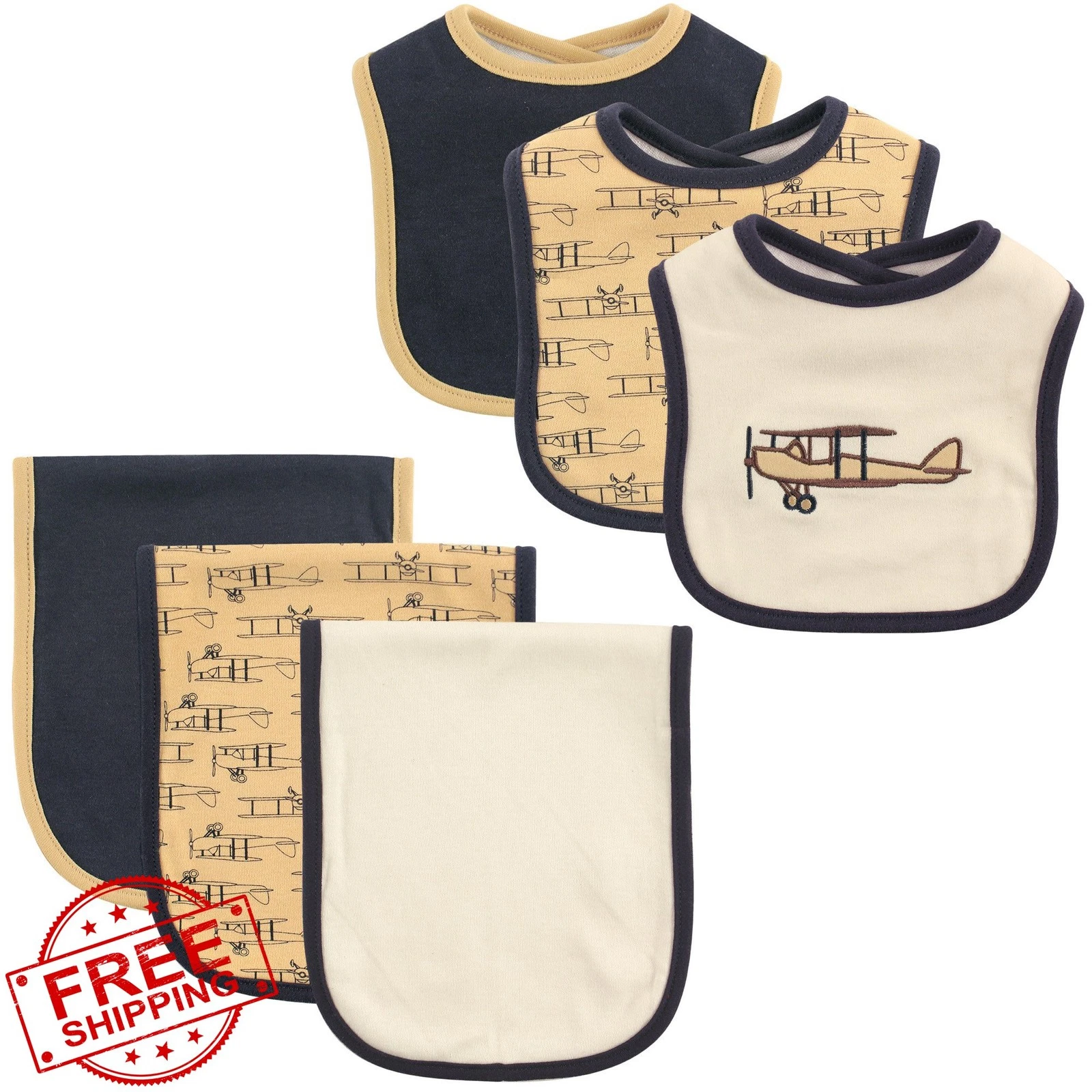 Hudson Baby Bib Burp Cloth Airplane One Size