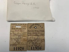 COPPER RANGE RR BAGGAGE CHECK SOUTH RANGE, MICH. TO VIRDEN ILL C&A 1910