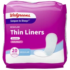 4 x Regular Thin Liners - Walgreens Brand - Scented, 20.0 ea ( 4packs)