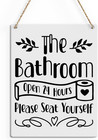 Funny Bathroom Wooden Wall Decor Please Seat Yourself Wall Wood Sign Retro Bathr