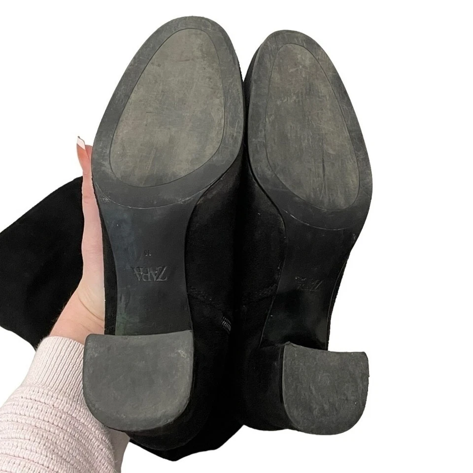 Zara Ultra High Black Clock Heel Knee High Boot US 5 Foto 3 de 4