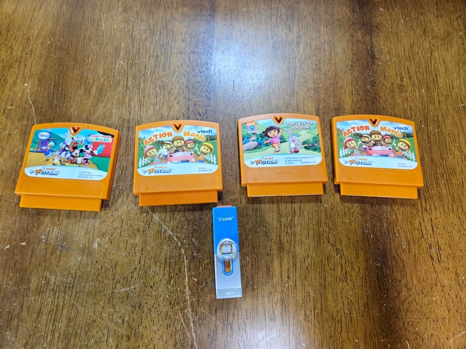 VTech V.Smile Game Cartridge Lot of 4 Dora Mickey Mouse Action Mania & V Link - Image 3 of 4