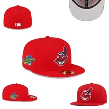 NEW2025 Cleveland Indians Caps Full Closed Flat Fitted Men's Baseball Caps Hats
