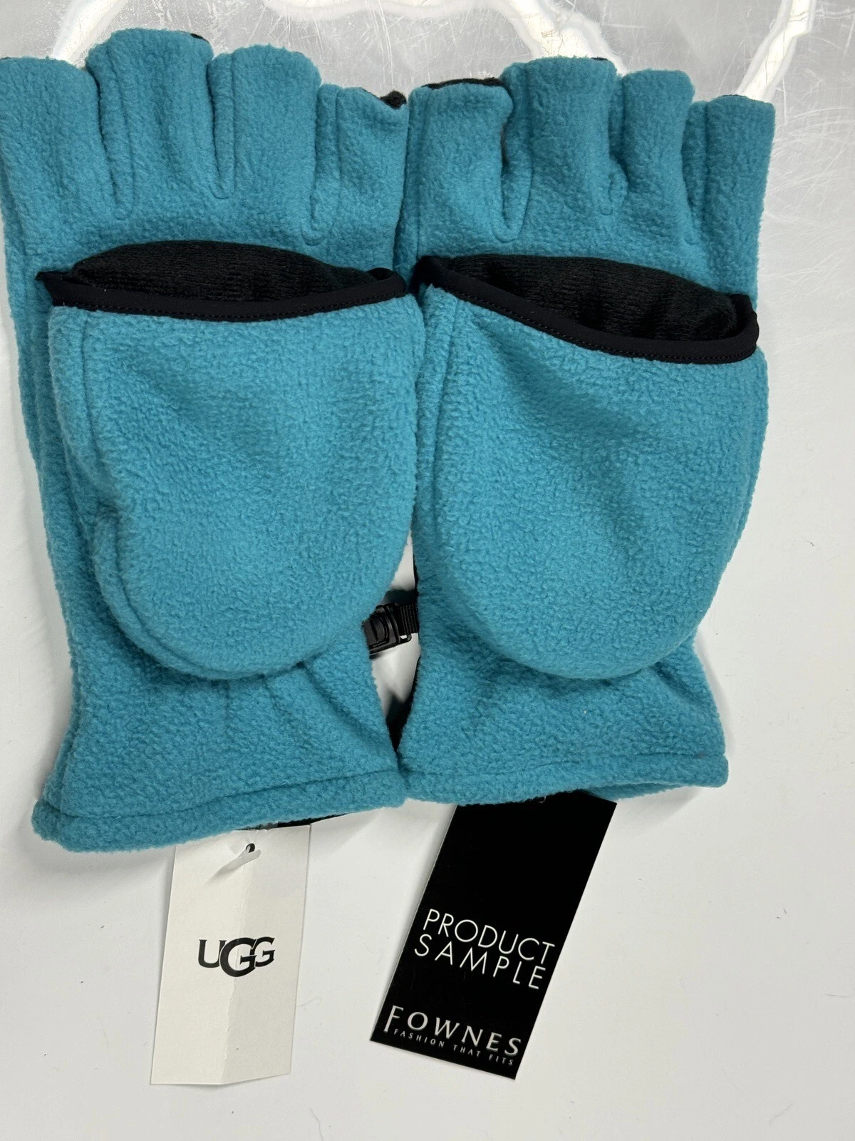 UGG Blue Convertible Mitten Tidal Fleece Flip Fingerless Gloves L/XL NEW