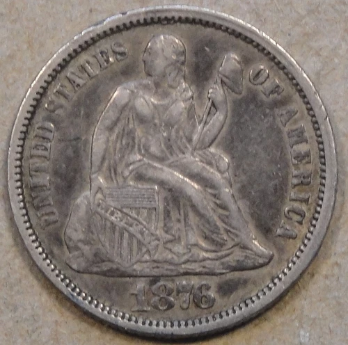 1876 Seated Liberty Dime 10c XF-AU