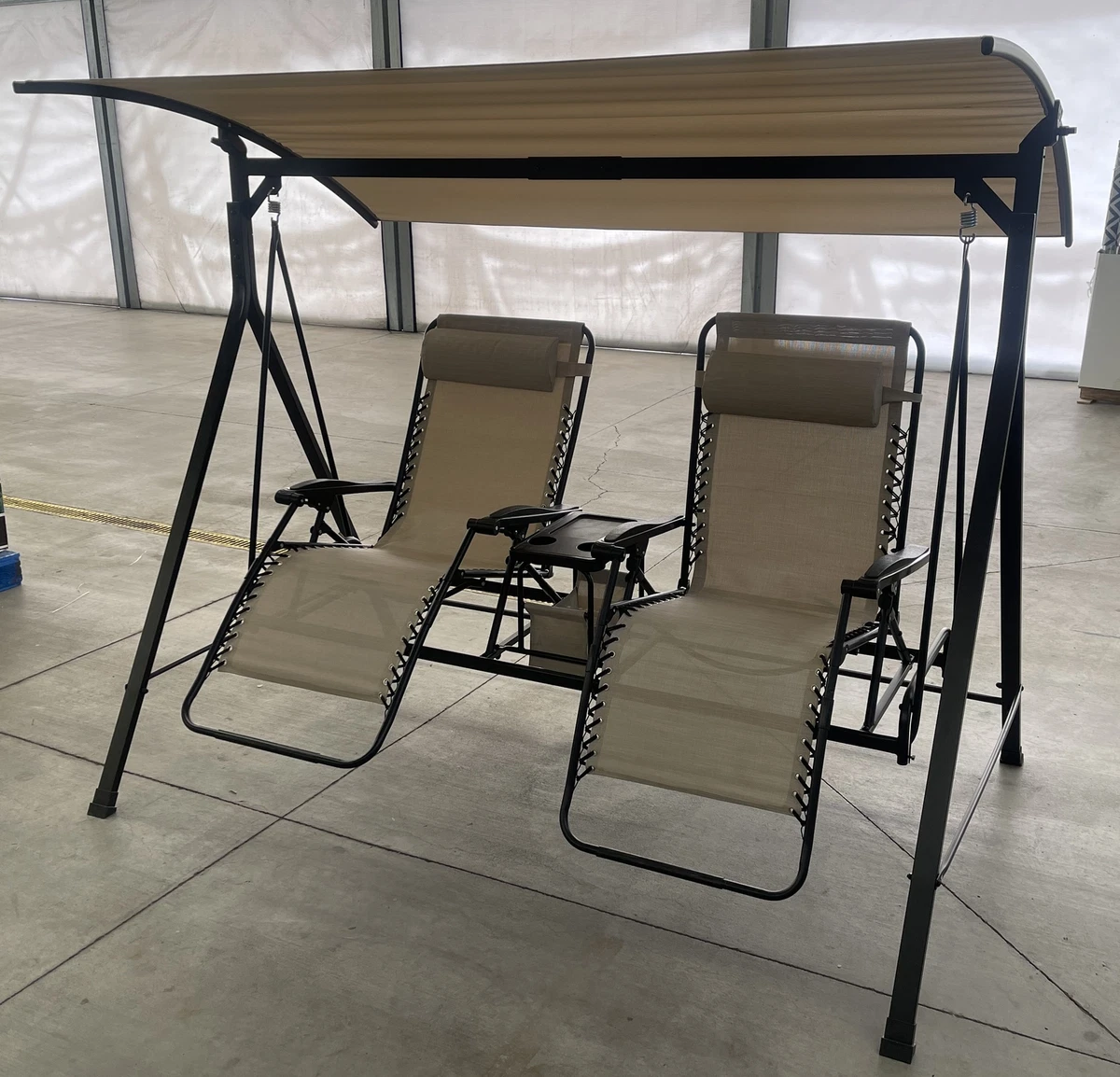 2 Person Reclining Steel Porch Swing Zero Gravity With Canopy