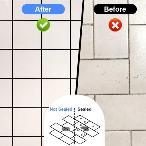 6PCS Black Grout Pen Tile Paint Marker with Replacement Nib for Bathroom,Kitchen - 第 5/8 張圖片