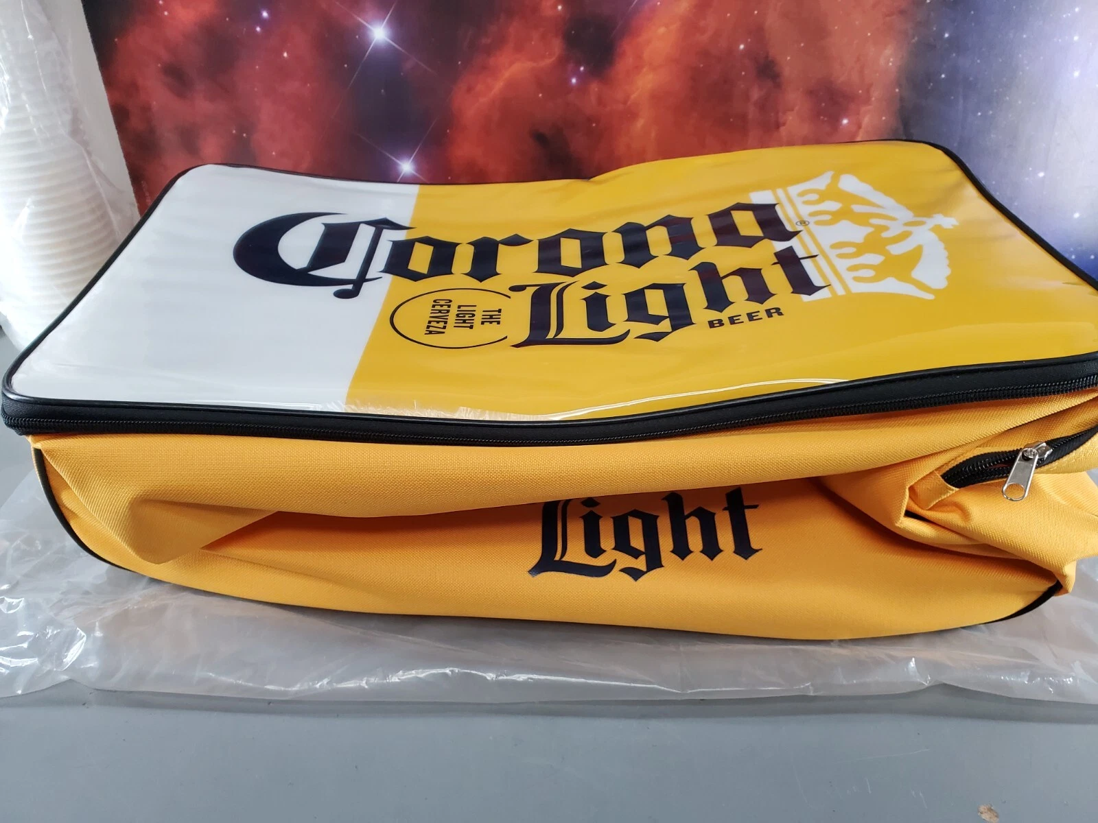 CORONA LIGHT BEER YELLOW INSULATED ROLLING BEVERAGE COOLER TRAVEL BAG BEACH BAG