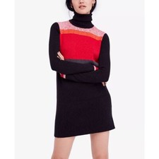 Free People Colorblock Sweater Dress, Size Small Turtleneck Winter Break