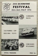 SILVERSTONE 25-26 May 1974 MG CAR CLUB RACING FESTIVAL Official Programme