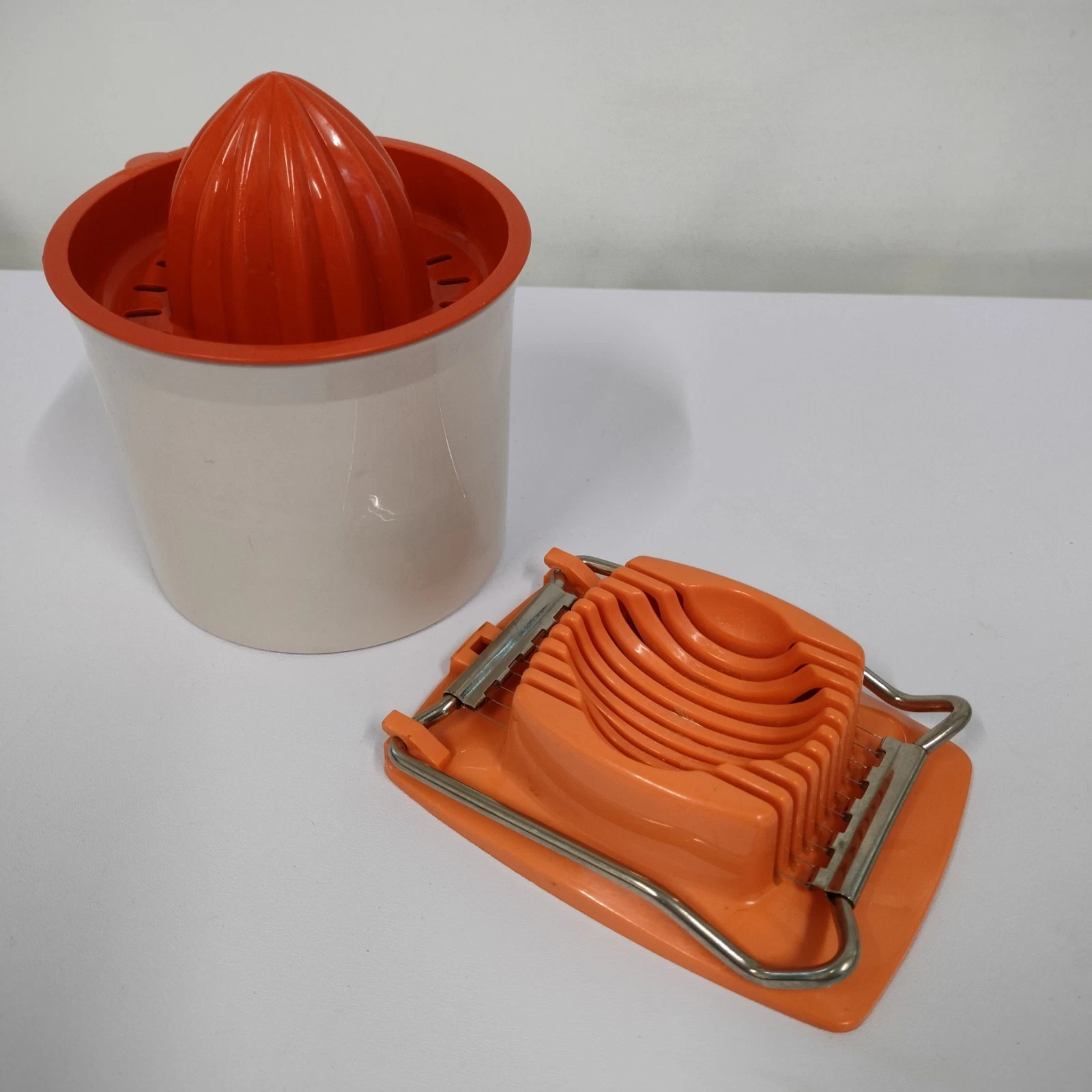 Vintage Tupperware Citrus Juicer & Retro Boiled Egg Slicer 1970s Kitchen Camper