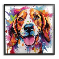 Happy Dog Modern Splash Framed Giclee Art by Marybeth Cunningham