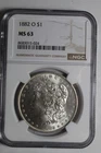 1882 O Morgan Silve Dollar Blast White NGC MS63 #024