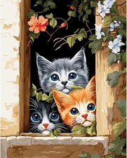 Painting by Numbers for Adults - Three Little Kittens Adult Paint by Number Kits