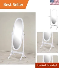 Timeless White Oval Cheval Mirror with Adjustable Stand - Traditional Design