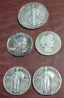 US Silver 5-Coin Lot - Standing - Washington - Barber.