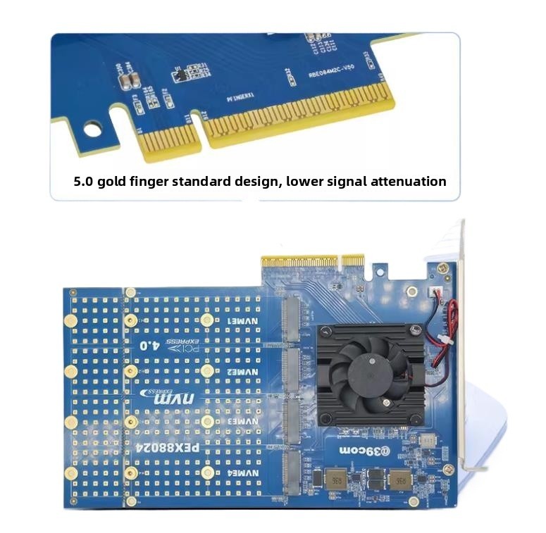 PEX88024 4 Port M.2 NVMe SSD PCIe X8 Adapter PLX88024 PCIE 4.0 IT