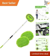 62" Car Wash Brush Kit Microfiber Mitt Sponge Long Handle RV Truck SUV