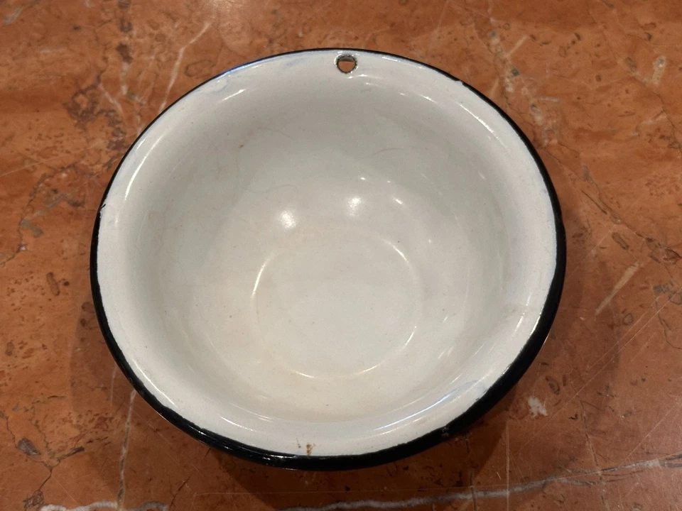 Antiguo Esmalte Granito Azul y Blanco Remolino Vendedor Muestra 4" Lavabo Usado en Excelente Condición Foto 3 de 4