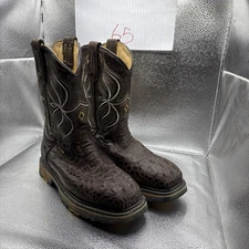 STEEL TOE WORK BOOTS PRINT ALLIGATOR SAFETY DUAL SOLE SQUARE TOE BOTAS SZ 5