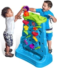 Step2 Waterfall Discovery Wall Blue Plastic Water Table Toddlers with 13-piece