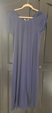 VTG Vanity Fair XS Long Navy Silky Nightgown Lace Trim