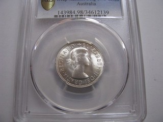 1962 Shilling Silver PCGS Uncirculated Coin Australia Queen Elizabeth II #62.U