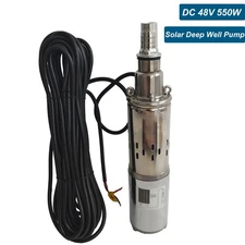 DC 48V 3'' Solar Deep Well Submersible Pump Water Pump 396GPH Stainless Steel