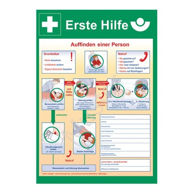 Erste Hilfe Notfalltafel Kunststoff 370 X 520 Mm Notfalltafel