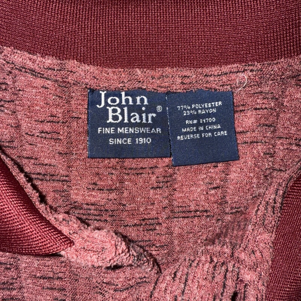Camisa Polo De Colección John Blair Años 80 Granate Terry Tela Manga Larga Para Hombre Talla Grande” Foto 4 de 4