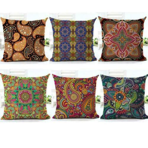 Pillow Case Colorful Geometric Vintage Bohemia Style Cotton Linen Cushion Cover - Picture 1 of 45