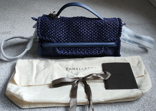 ZANELLATO (Authentic - LIKE NEW!) Taino Cuba - Navy Blue Nylon Woven Small Bag - Picture 3 of 24