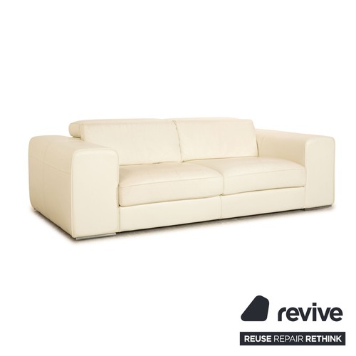 Who's Perfect Avenue Leder Zweisitzer Creme Sofa Couch manuelle Funktion - Bild 7 von 10
